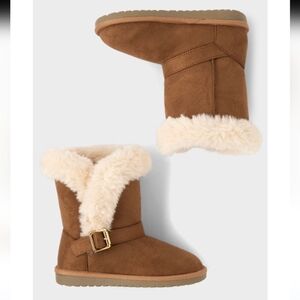 *Out Of Stock* Girls Buckle Faux Fur Chalet Boots - tan